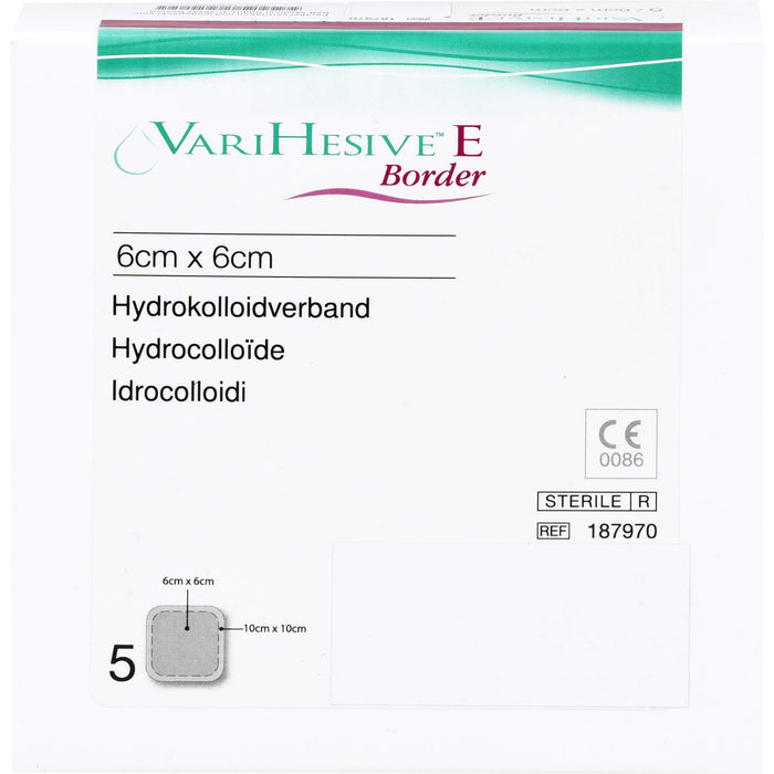 VARIHESIVE E Border 6 cm X 6 cm Hydrokolloidverband, 5 pc Compresses