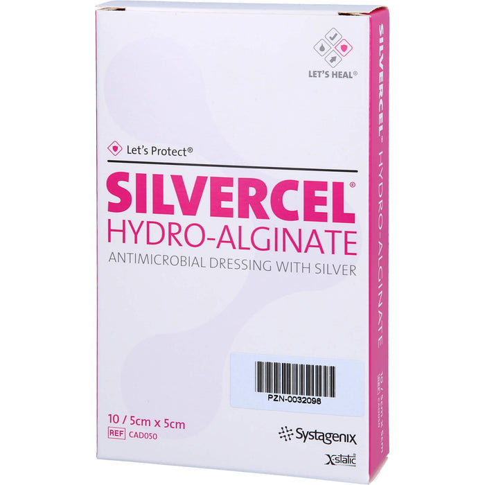 SILVERCEL Hydroalginat antibakterieller Verband mit Silber 5 cm x 5 cm, 10 pc pansement