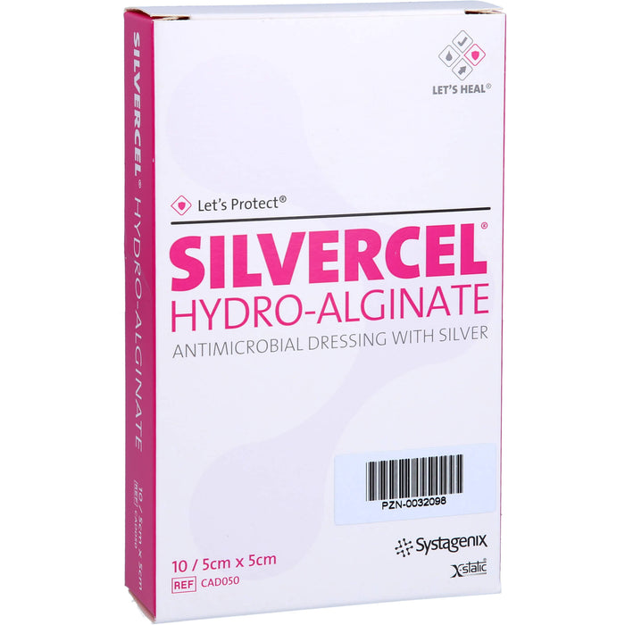 SILVERCEL Hydroalginat antibakterieller Verband mit Silber 5 cm x 5 cm, 10 pcs. dressing