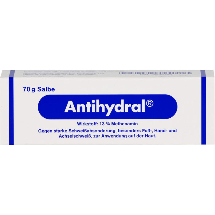 Antihydral 130 mg/g Methenamin Salbe gegen starken Schweißabsonderung, besonders Fuß-, Hand- und Achselschweiß, 70 g Onguent