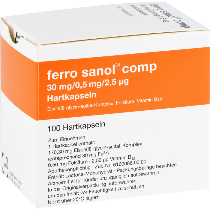 Ferro Sanol comp 30mg/0,5mg/2,5µg Hartkapseln bei Eisenmangel, 100 St. Kapseln