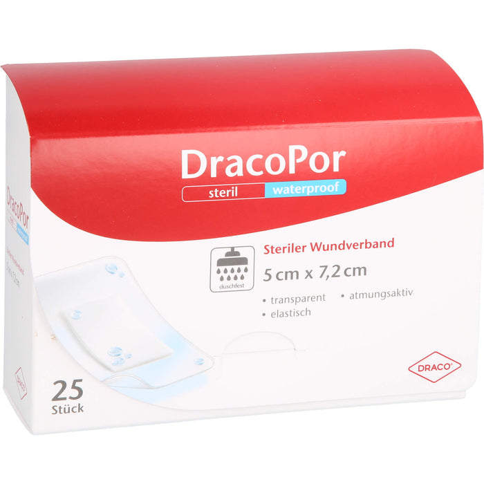 DracoPor Waterproof Wundverband steril 7,2 x 5 cm, 25 pc Pansements