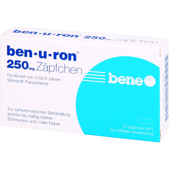 ben-u-ron 250 mg Zäpfchen bei Schmerzen und Fieber, 10 St. Zäpfchen