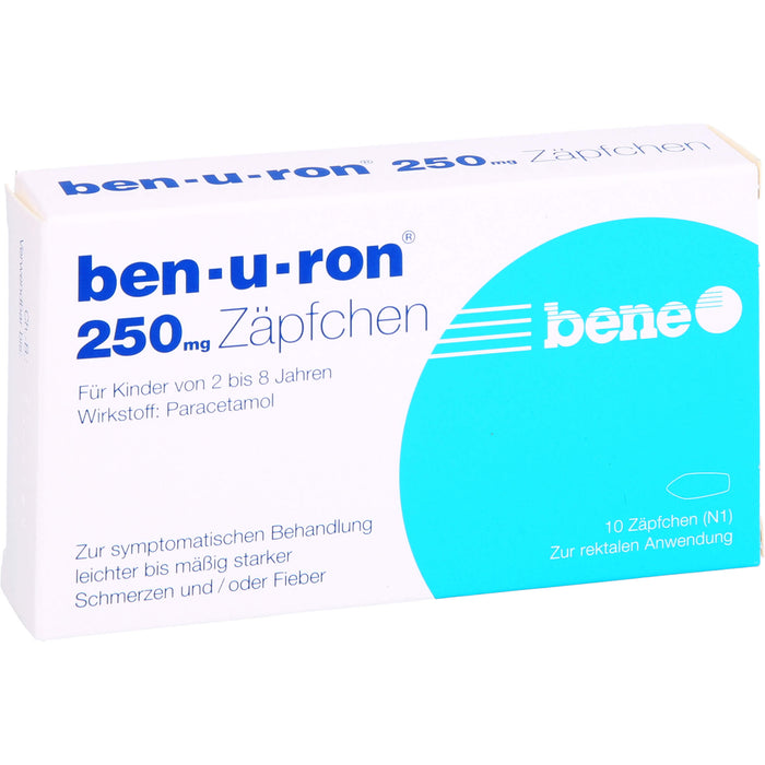 ben-u-ron 250 mg Zäpfchen bei Schmerzen und Fieber, 10 pc Suppositoires