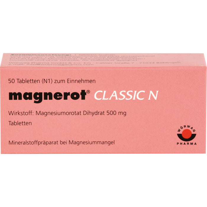 magnerot Classic N Tabletten bei Magnesiummangel, 50 pc Tablettes