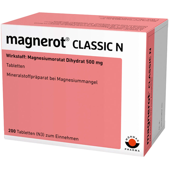 magnerot Classic N Tabletten bei Magnesiummangel, 200 pc Tablettes