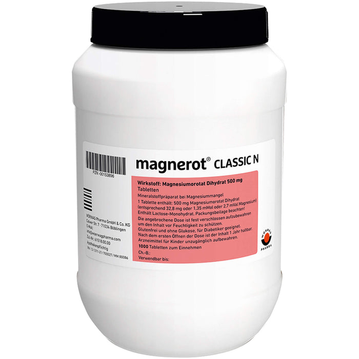 magnerot Classic N Tabletten bei Magnesiummangel, 1000 pc Tablettes