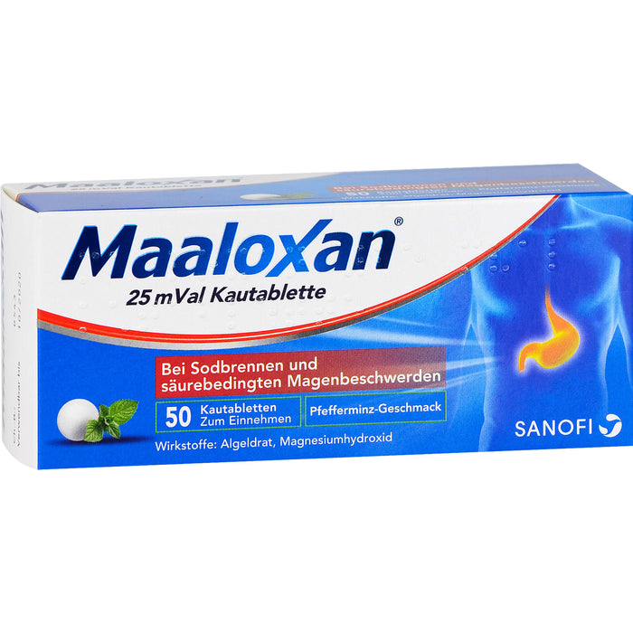 Maalox 25 mVal Kautabletten Reimport Kohlpharma säurebindendes Magenmittel, 50 St. Tabletten