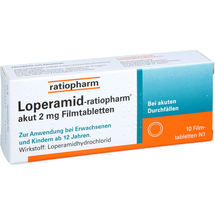 Loperamid-ratiopharm akut Filmtabletten, 10 St. Tabletten