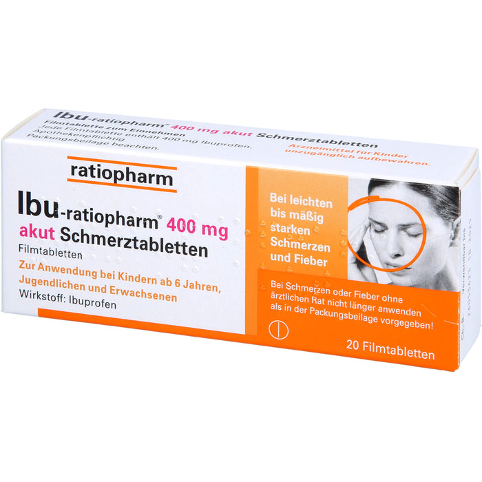 IBU-ratiopharm akut 400 mg Schmerztabletten, 20 pc Tablettes