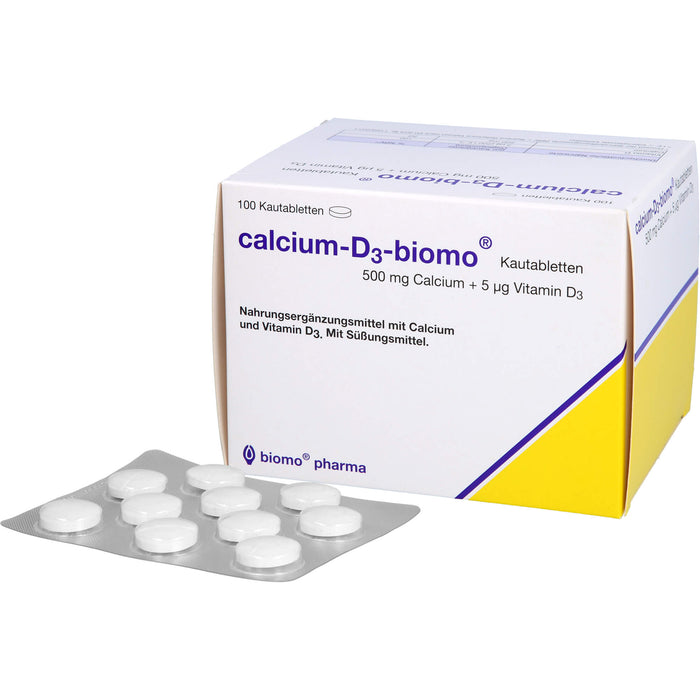 Calcium-D3-biomo Kautabletten 500+D, 100 pc Tablettes