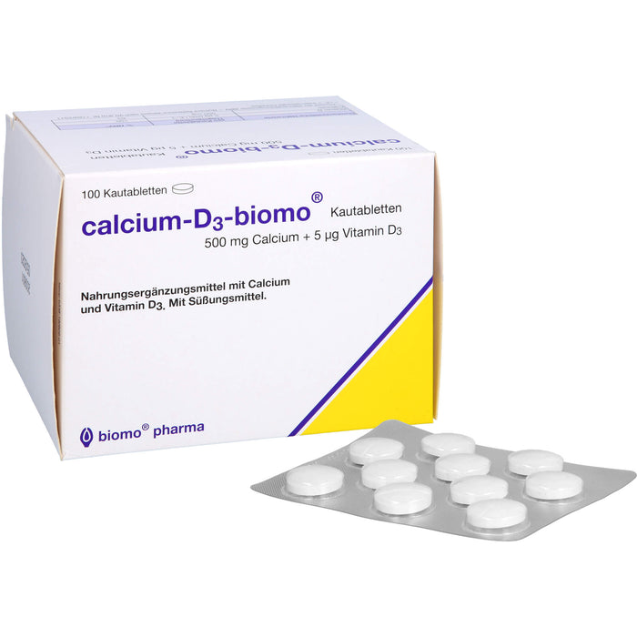 Calcium-D3-biomo Kautabletten 500+D, 100 pc Tablettes