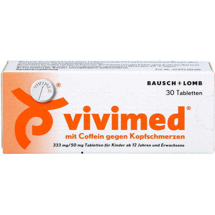 vivimed mit Coffein gegen Kopfschmerzen Tabletten, 30 St. Tabletten