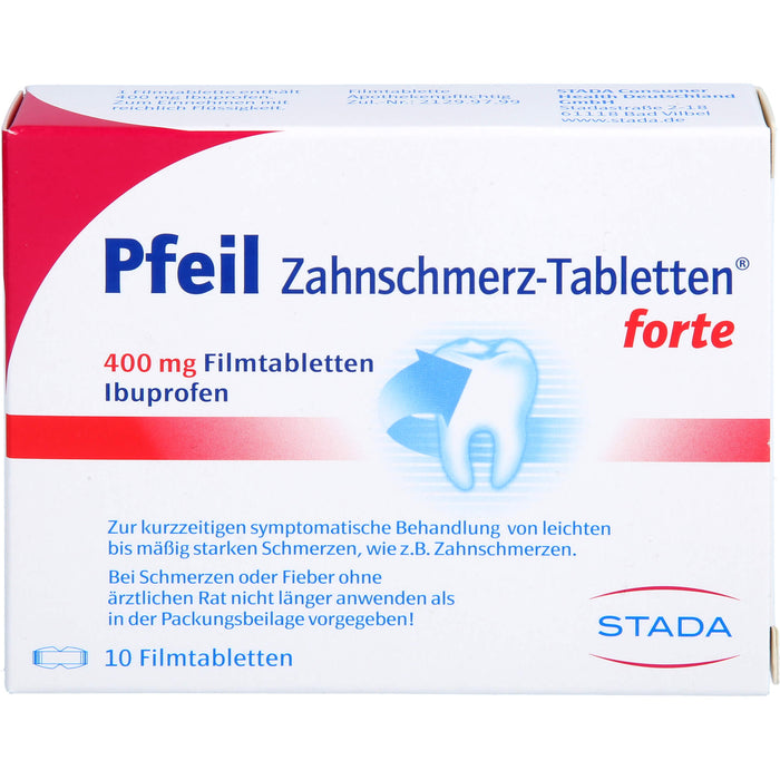 Pfeil Zahnschmerz-Tabletten forte lindert schnell, 10 pc Tablettes