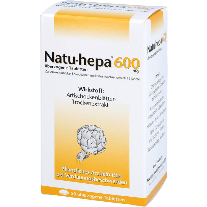 Natu-hepa 600 mg Tabletten bei Verdauungsbeschwerden, 50 pcs. Tablets