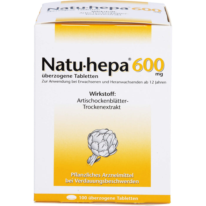 Natu-hepa 600 mg Tabletten bei Verdauungsbeschwerden, 100 pc Tablettes