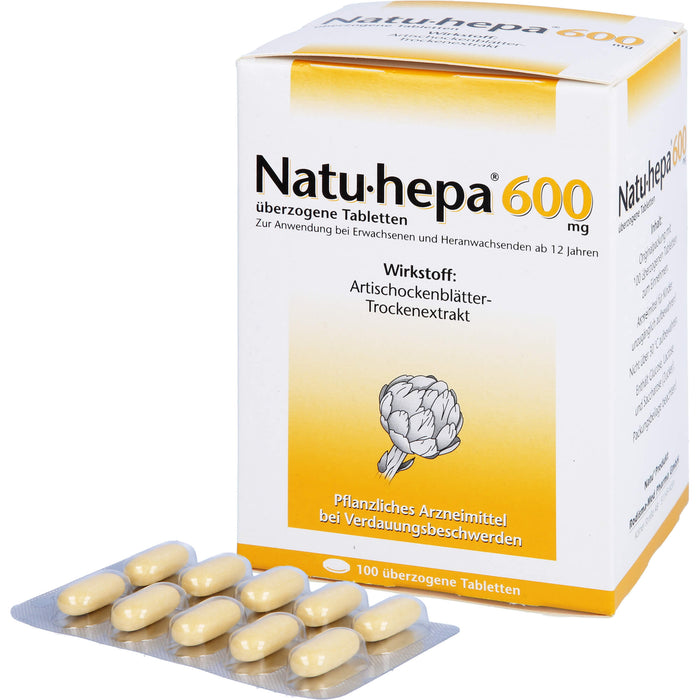 Natu-hepa 600 mg Tabletten bei Verdauungsbeschwerden, 100 pc Tablettes