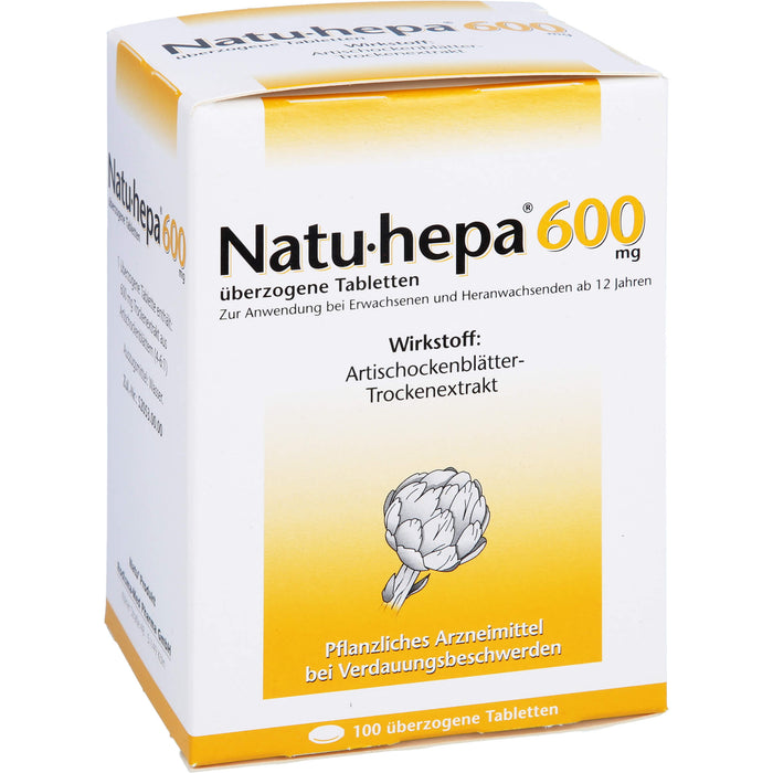 Natu-hepa 600 mg Tabletten bei Verdauungsbeschwerden, 100 pc Tablettes