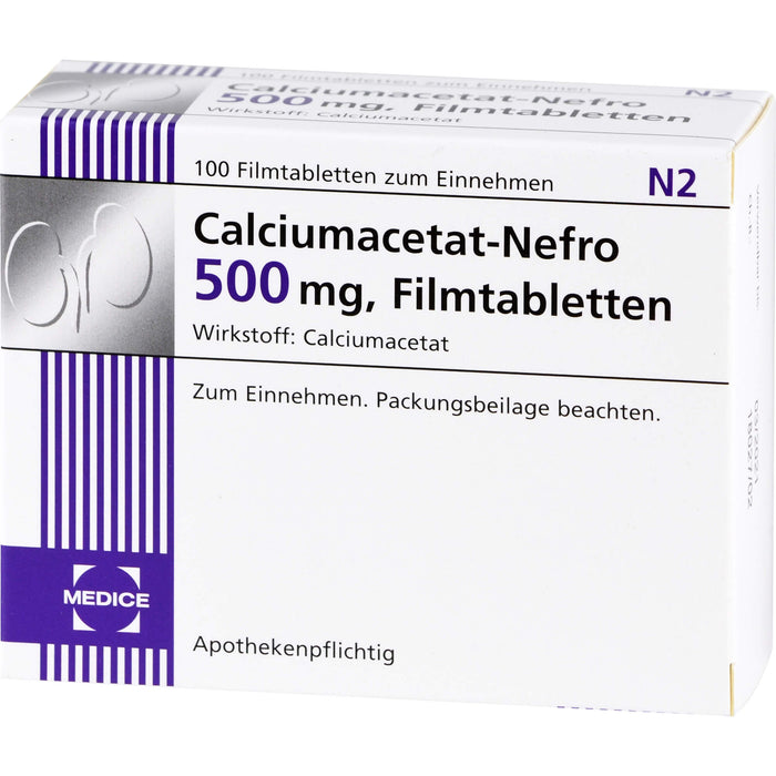 Calciumacetat-Nefro 500 mg, Filmtabletten, 100 pcs. Tablets