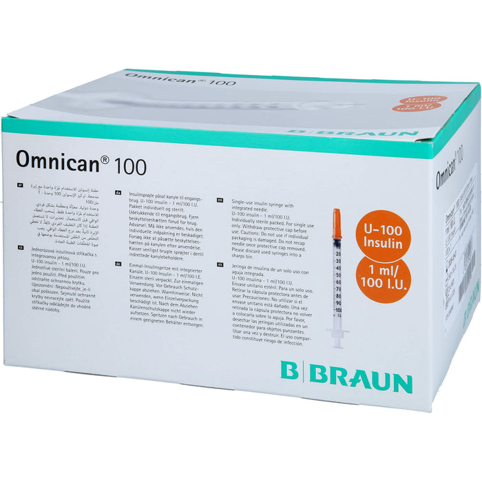 Omnican 100 1ml Insulinspritzen, 100 I.E. Nennvolumen, U-100 Insulin; 0,30x8mm, 100X1 St SRI