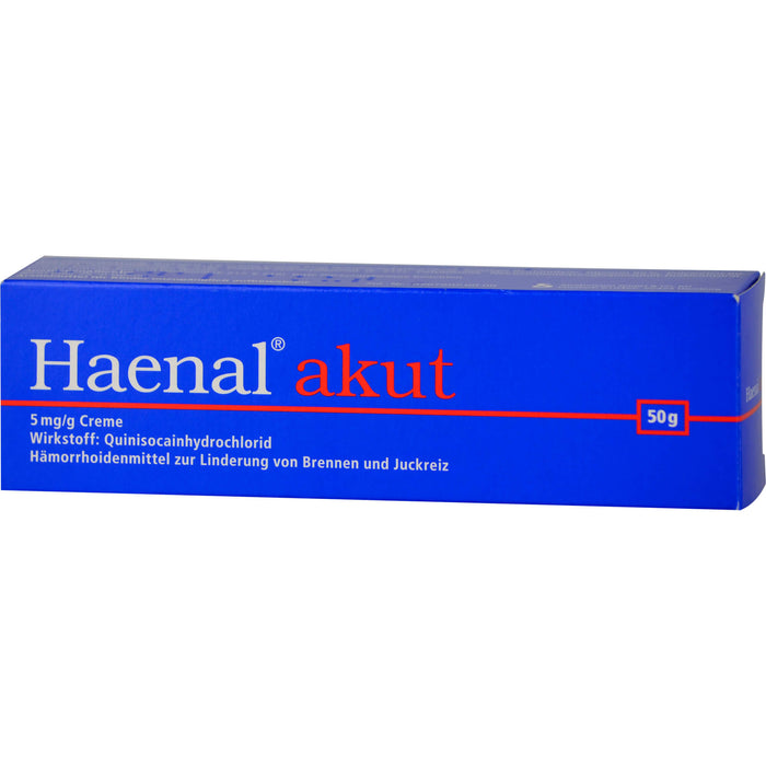 Haenal akut Creme Hämorrhoidenmittel  zur Linderung von Brennen und Juckreiz, 50 g Cream