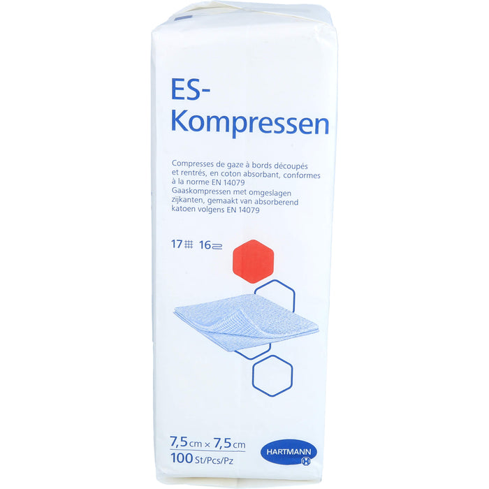 ES-KOMPRESSEN unsteril 7,5x7,5cm 16f, 100 St KOM