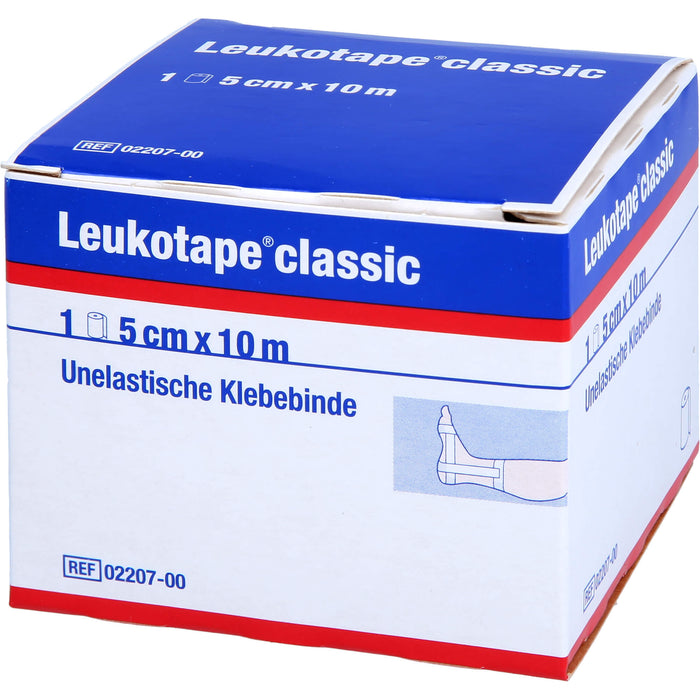 Leukotape classic 5 cm x 10 m weiß unelastische Klebebinde, 1 St. Binde