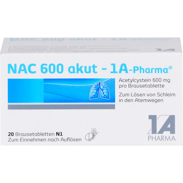 NAC 600 akut - 1A-Pharma Brausetabletten zum Lösen von Schleim, 20 pc Tablettes