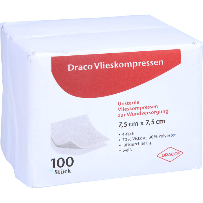 DRACO Vliesstoffkompressen 7,5 x 7,5 cm unsteril, 100 pc Compresses