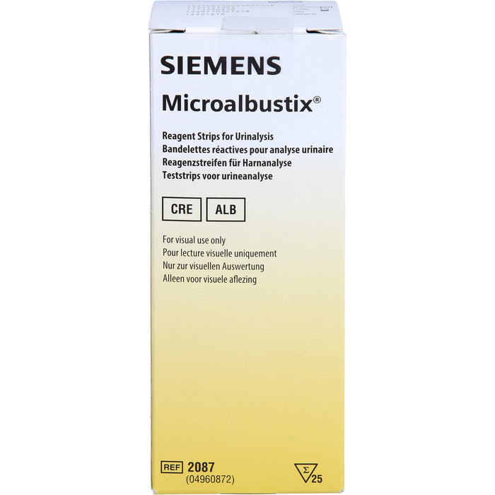 MICROALBUSTIX Harnteststreifen zur Erkennung von Mikroalbuminurie, 25 pc Bandelettes réactives