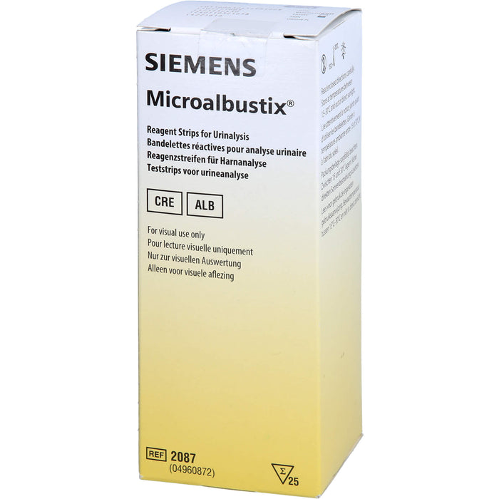 MICROALBUSTIX Harnteststreifen zur Erkennung von Mikroalbuminurie, 25 pc Bandelettes réactives