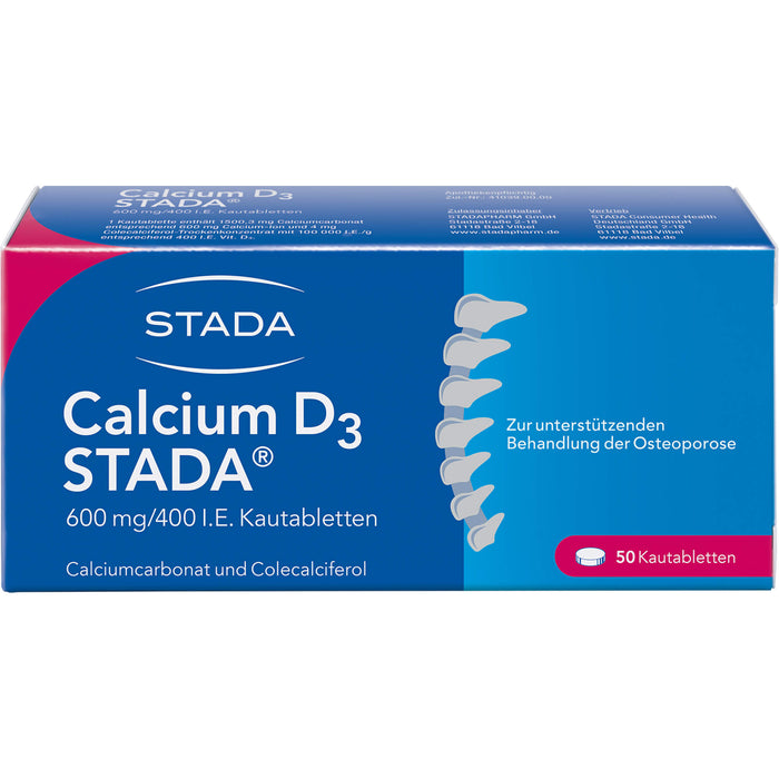 STADA Calcium D3 600 mg/400 I.E. Kautabletten, 50 pc Tablettes