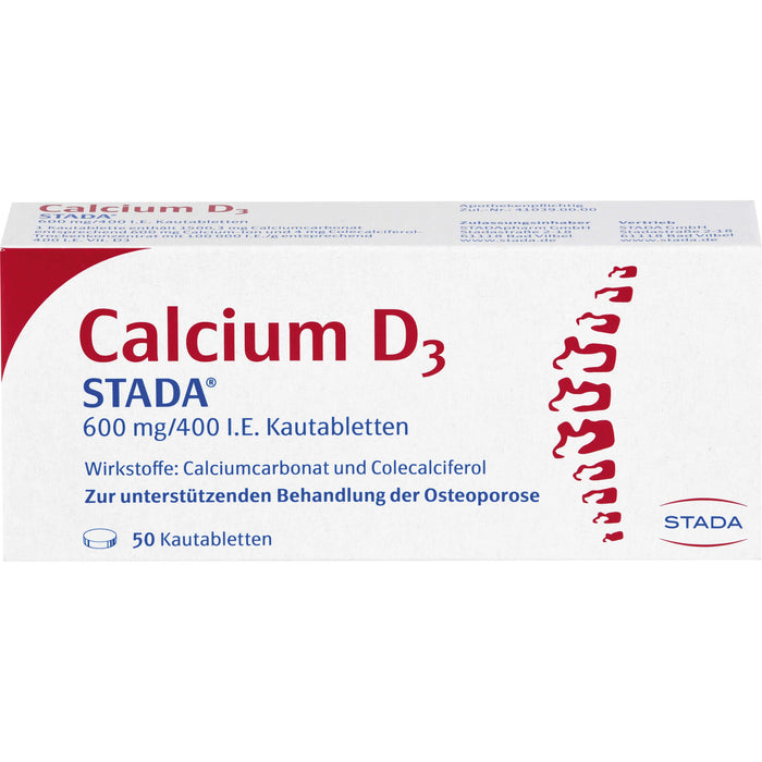 STADA Calcium D3 600 mg/400 I.E. Kautabletten, 50 pc Tablettes