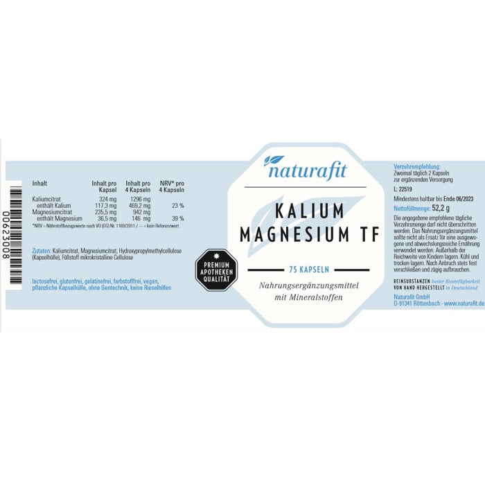 naturafit Kalium Magnesium TF Kapseln, 75 pcs. Capsules