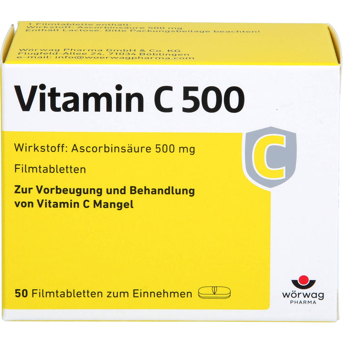 Vitamin C 500 Filmtabletten, 50 pc Tablettes