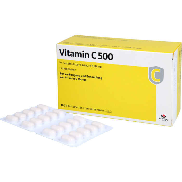 WÖRWAG Vitamin C 500 Filmtabletten, 100 pcs. Tablets