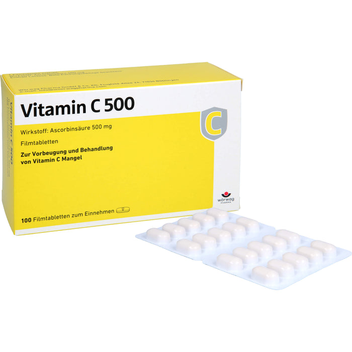 WÖRWAG Vitamin C 500 Filmtabletten, 100 pcs. Tablets