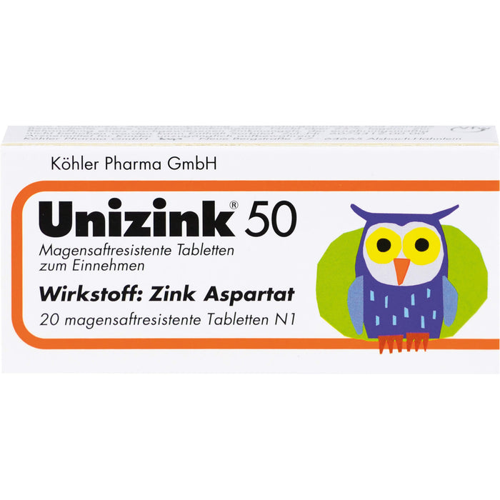 Unizink 50 mg magensaftresistente Tabletten, 20 St. Tabletten