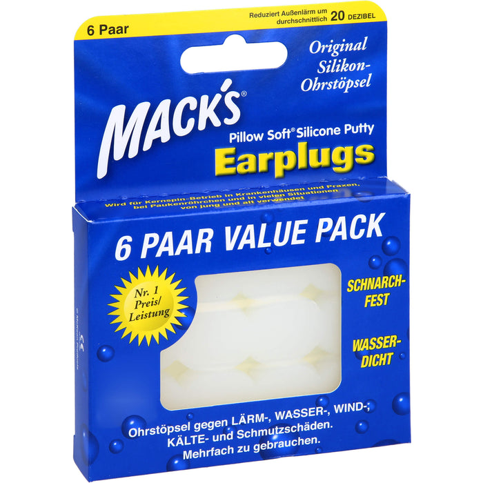 Macks Silikon-Ohrstöpsel, 12 pcs. Earplugs