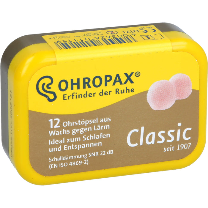 OHROPAX Classic Ohrstöpsel aus Wachs, 12 pc Bouchons d'oreilles