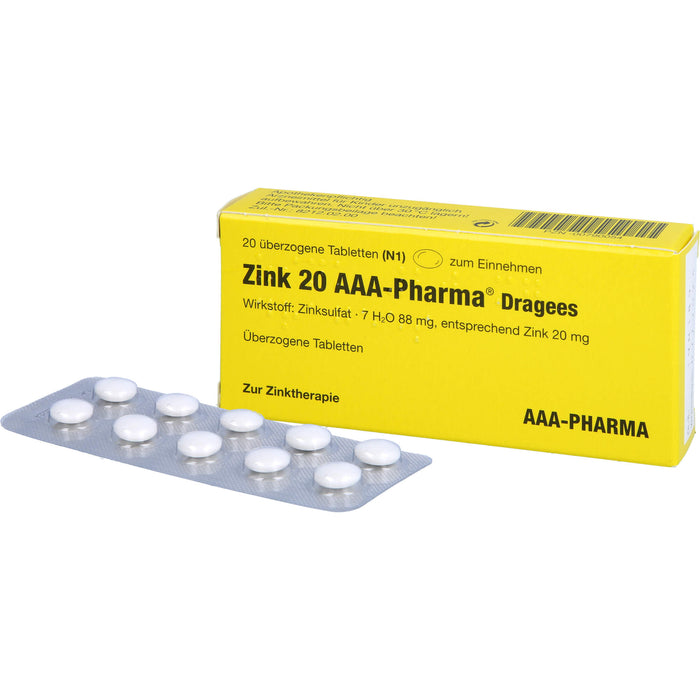 Zink 20 AAA-Pharma Dragees, 20 St UTA