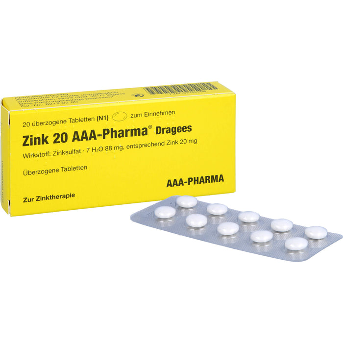 Zink 20 AAA-Pharma Dragees, 20 St UTA