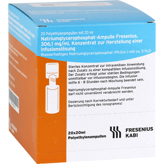 Natriumglycerophosphat-Ampulle Fresenius, 306,1 mg/ml, Konzentrat zur Herstellung einer Infusionslösung, 20 ml, 20X20 ml IFK