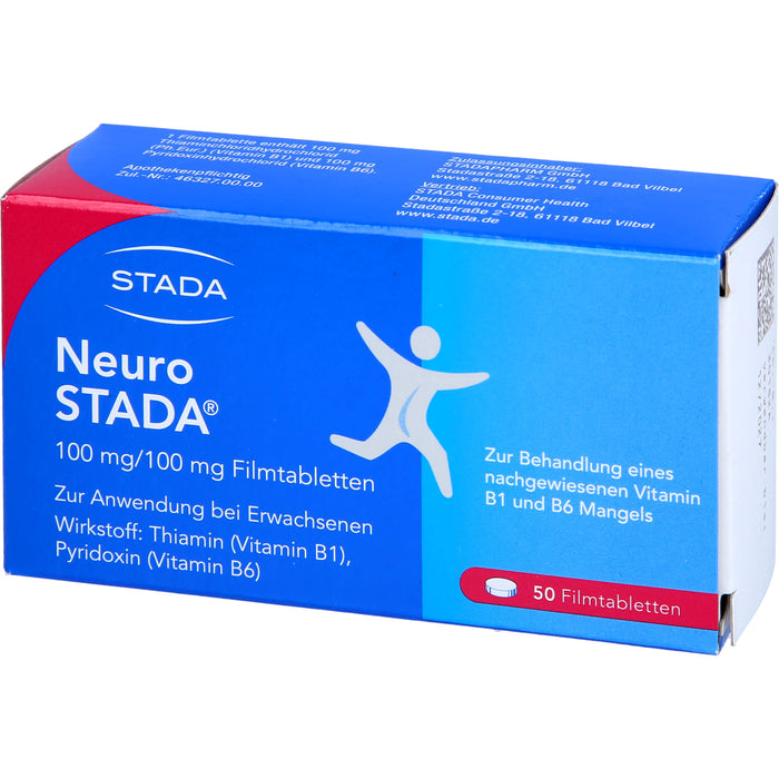 STADA Neuro Filmtabletten bei nachgewiesenem Vitamin B1 und B6 Mangel, 50 St. Tabletten