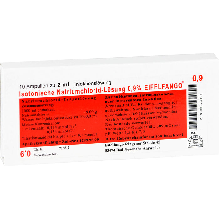 Isotonische Natriumchlorid-Lösung 0,9 % EIFELFANGO, Ampullen 2 ml, 10X2 ml ILO