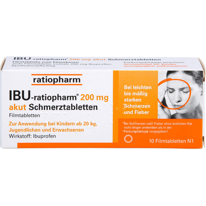 IBU-ratiopharm 200 mg akut Schmerztabletten Filmtabletten, 10 St. Tabletten