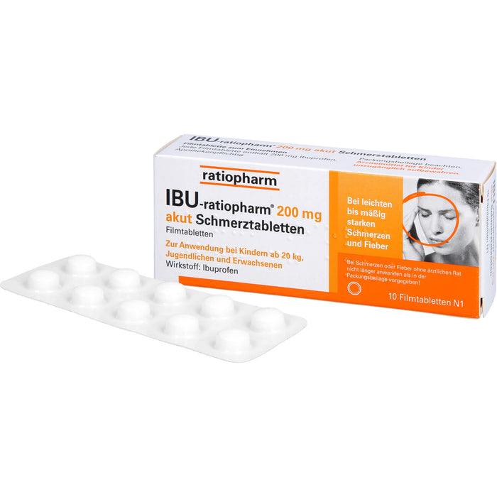 IBU-ratiopharm 200 mg akut Schmerztabletten Filmtabletten, 10 St. Tabletten