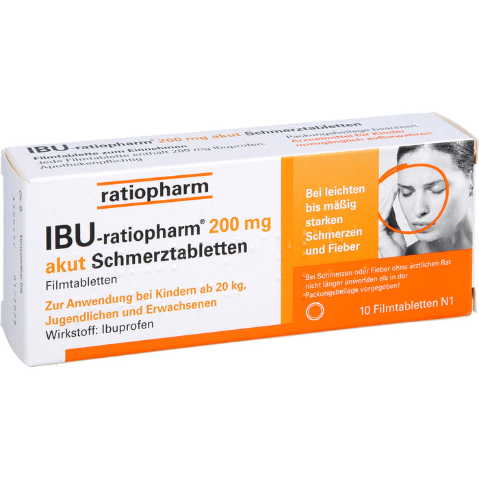 IBU-ratiopharm 200 mg akut Schmerztabletten Filmtabletten, 10 St. Tabletten