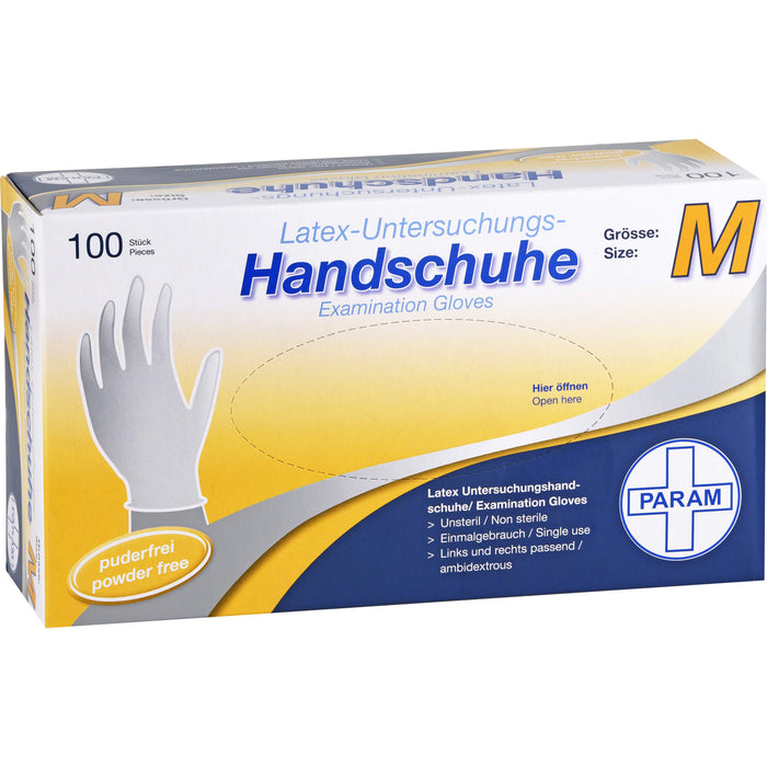 PARAM Latex-Untersuchungs-Handschuhe Größe M, 100 pc Gants