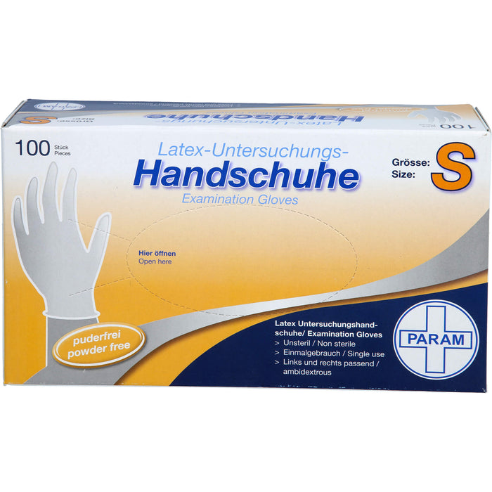 PARAM Latex-Untersuchungs-Handschuhe puderfrei Größe S, 100 St. Handschuhe